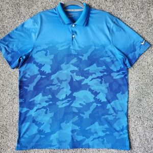 Nike Golf Polo Shirt Mens XL Blue Camo Dri-FIT Short Sleeve Excellent